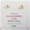 Image 3 : 14K Yellow Gold Diamond(0.1ct) Mother Of Pearl Earrings, Made in Canada, Suggested Retail Value $500