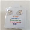 Image 4 : 14K Yellow Gold Opal(0.95ct) Diamonds(0.03Ct,I1-I2,G-H) Earrings (~weight 1.18g), Made in Canada, Ap