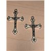 Image 1 : Mexico Day of the Dead Lot of 2 Crucifix .925 Silver Pendants