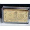 Image 1 : USA New Cased Gold Plated Wafer Bar $2.00 Bill Commemorative