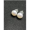 Image 2 : White Akoya Cultured Pearl Necklace 18 inch with matching earrings NEW necklace has 51 x 8.0mm pearl