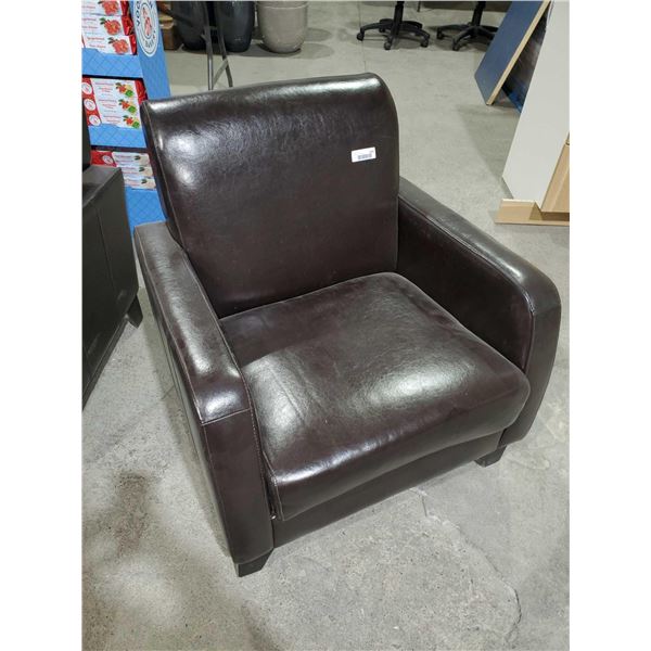Brown Leather Style Armchair with 2" Raised Feet