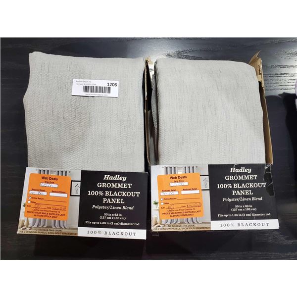 *NEW*  Lot of 2 Hadley Grommet 100% Blackout Panel 63" - Grey
