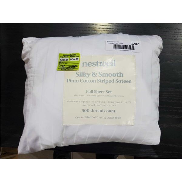 *NEW* Nestwell Prima Cotton Sateen 500 Thread Count Full Sheet Set