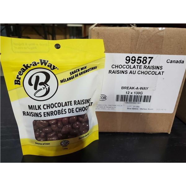 Break-a-Way Milk Chocolate Covered Raisins 12X130g