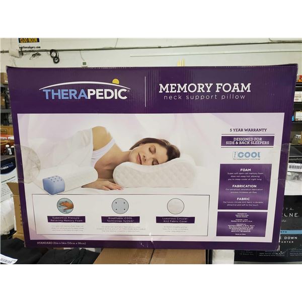 *NEW* Therapedic Memory Foam Neck Support Bed Pillow Standard Size 21X14"