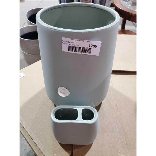 *NEW* Haven Ceramic Bathroom Trash Bin & Matching Toothbrush holder