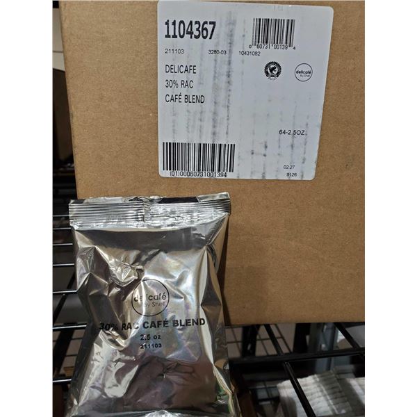 Delicafe 30% RAF Cafe Blend Coffee Grounds 64x2.5oz
