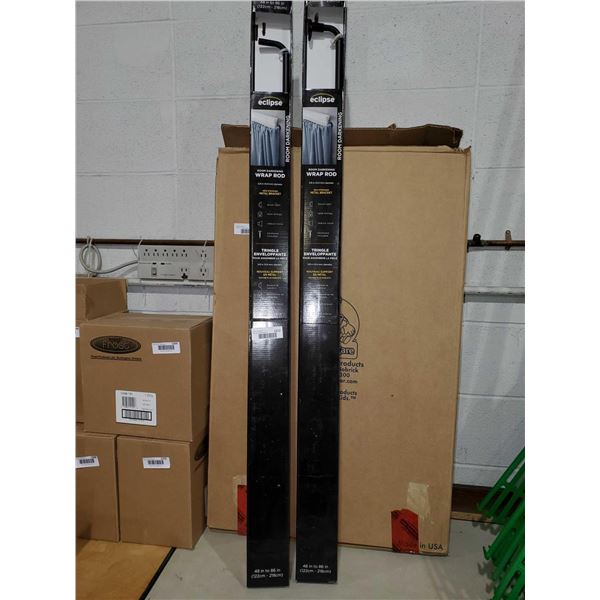 *NEW* Lot of 2 Eclipse Room Darkening Wrap Rod - 48-86" Brown