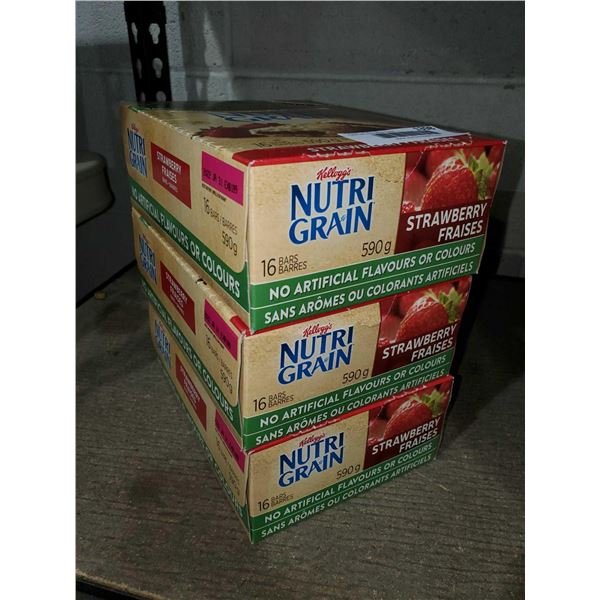 Kellogs NutriGrain Bars - Straawberry Lot of 3 boxes, 16 Bars Per Box