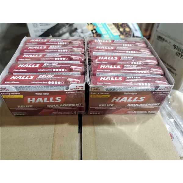 Halls Syrup Center Cherry Cough Drops Lot of 2, 15 pack of 9 Lozenges per box