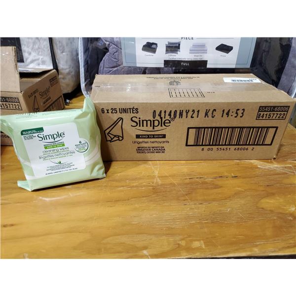 Simple Sensitive Skin Facial Wipes 6X25 Wipes