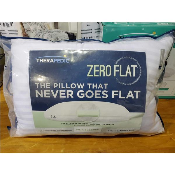 *NEW* Therapedic Zero Flat Side Sleeper 400 Thread Count Pillow Standard Sixe (22x16")
