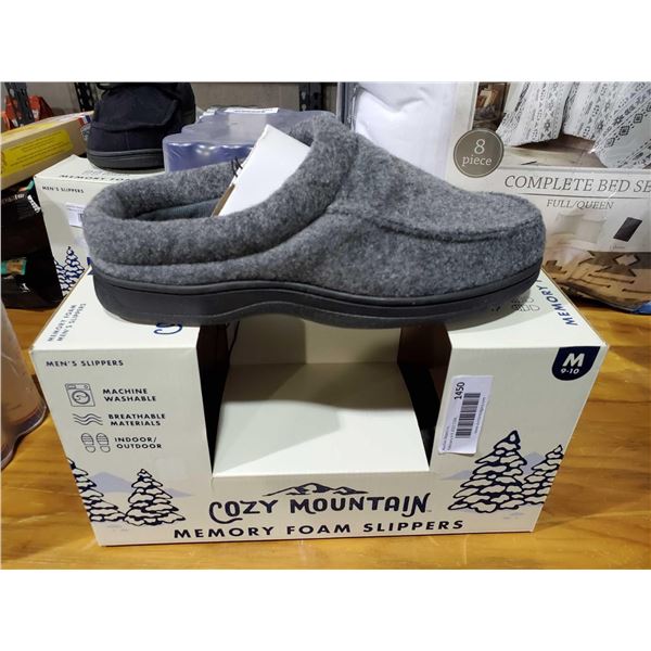 *NEW* Cozy Mountain Foam Slippers - Grey with Hard Sole - Size M (Mens 9-10)