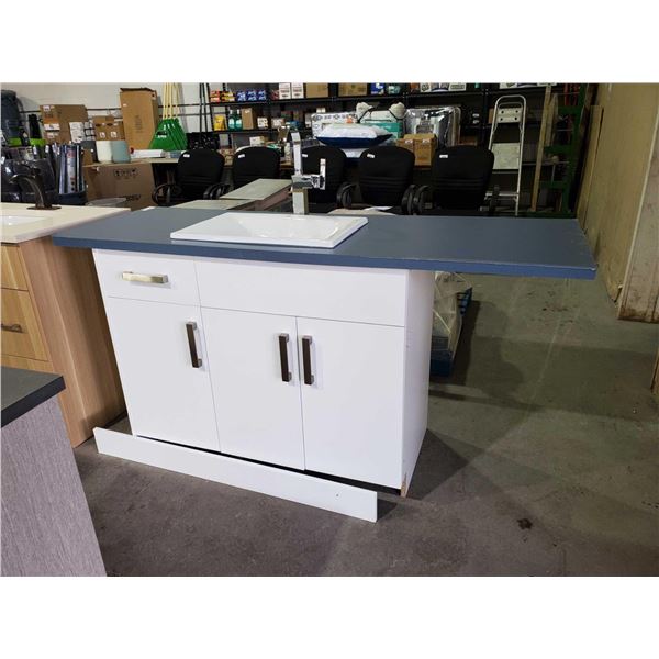 *NEW* Bathroom Cabinet with  Incepa Sink, Modern Single Stem Faucet and Blue Laminate Counter Top - 