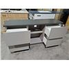 Image 2 : *NEW* 4 Drawer & 1 Shelf  Modern Entertainment Stand, Light Grey with Dark Grey Cunter Top 65Lx17Dx3
