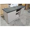 Image 3 : *NEW* 4 Drawer & 1 Shelf  Modern Entertainment Stand, Light Grey with Dark Grey Cunter Top 65Lx17Dx3