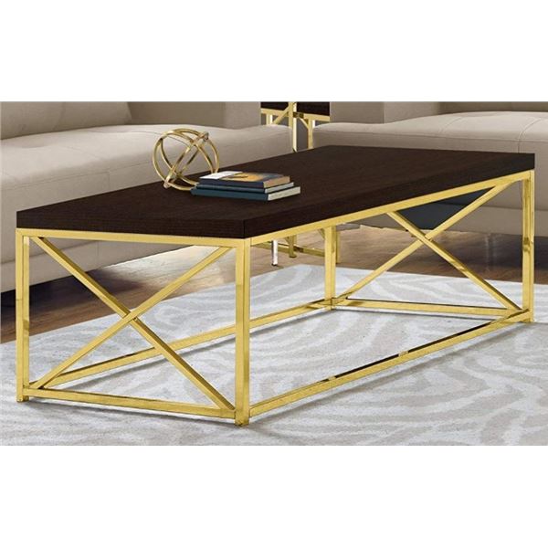 COFFEE TABLE CAPPUCCINO WITH GOLD METAL