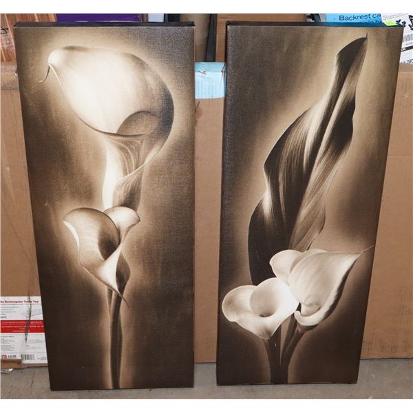 LOT OF 2 CANVAS FLOWER PICTURES