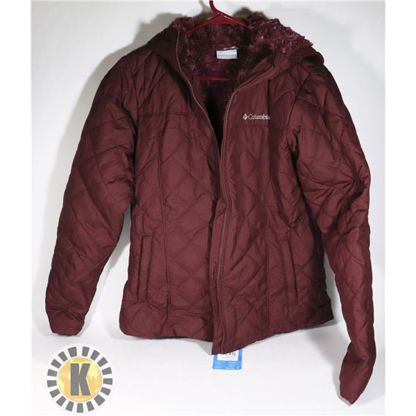 WOMENS COLUMBIA MAROON FAUX LINED PUFFER SIZE S