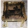 Image 1 : GLASS TOP COWBOY THEME SIDE TABLE