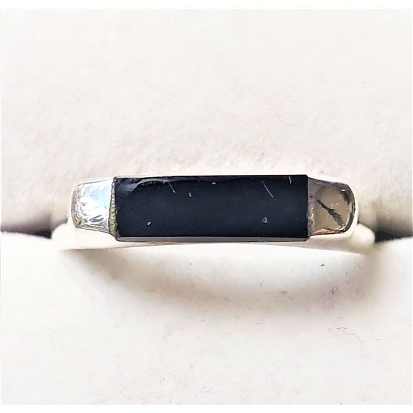 SILVER BLACK ONYX RING SIZE 6.5