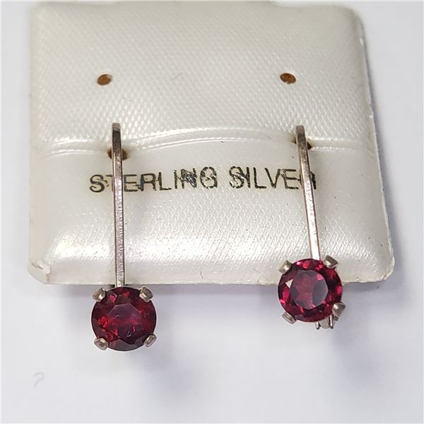 SILVER GARNET 19  EARRINGS, MADE IN CANADA