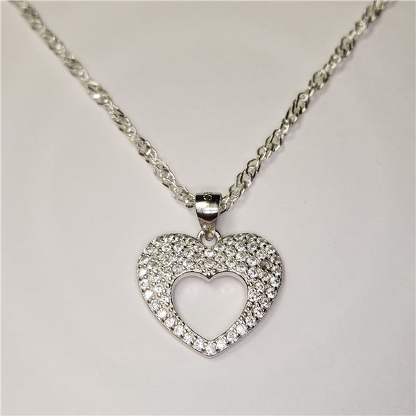 SILVER CZ 19" NECKLACE