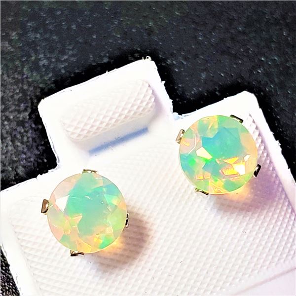 10K WHITE GOLD OPAL(1CT)  EARRINGS