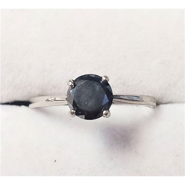 10K WHITE GOLD BLACK DIAMOND(0.87CT)RING ~SIZE6.5