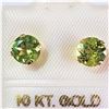 Image 1 : 10K YELLOW GOLD PERIDOT(1.2CT) EARRINGS