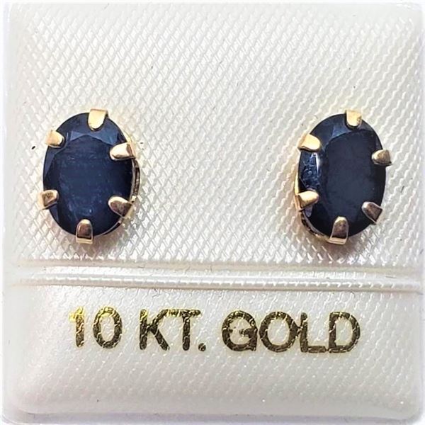 10K YELLOW GOLD SAPPHIRE(2.2CT) EARRINGS