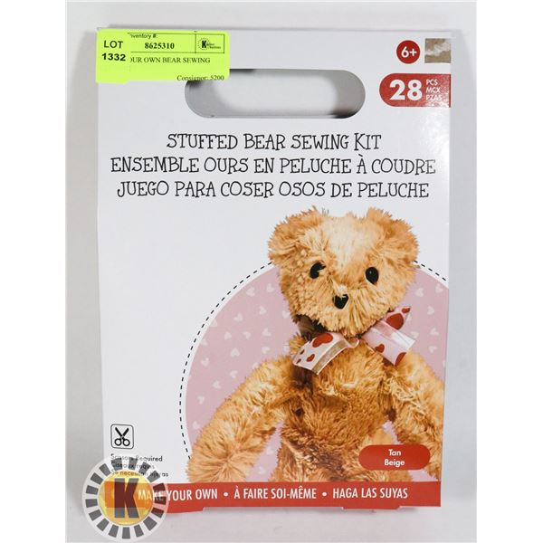 MAKE YOUR OWN BEAR SEWING KIT. 28PC