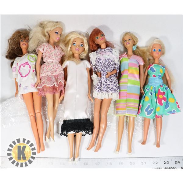 LOT OF 6 DOLLS INCLUDING BARBIE