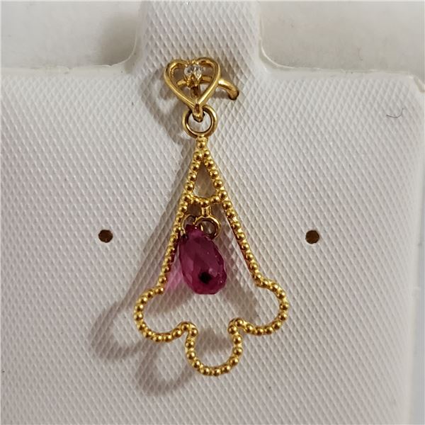 14K YELLOW GOLD GEMSTONE PENDANT