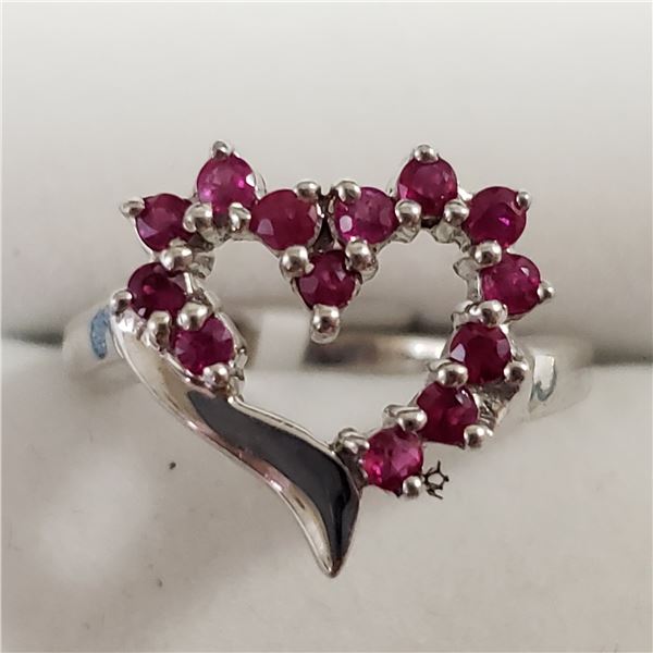 SILVER RUBY  RING (~SIZE 5.5)(~WEIGHT 3.9G)