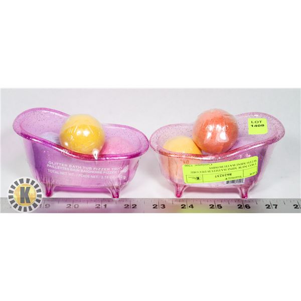 TWO NEW MINI BATHTUB DECORE WITH MINI BATH BOMBS