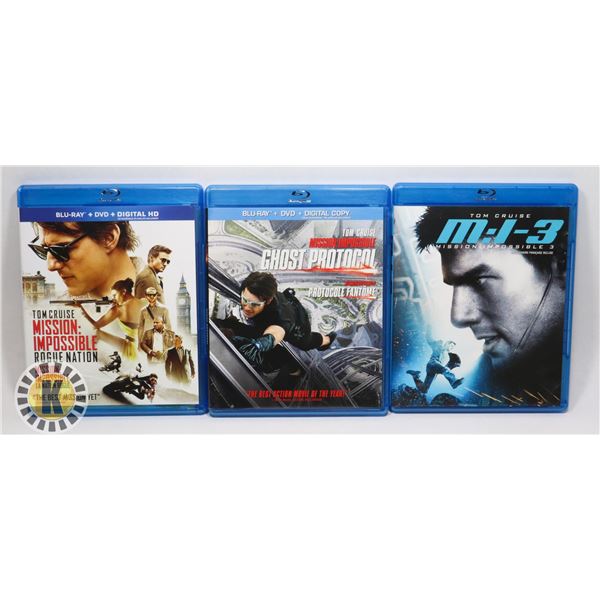 LOT OF 3 MISSION IMPOSSIBLE FILMS BLU-RAY