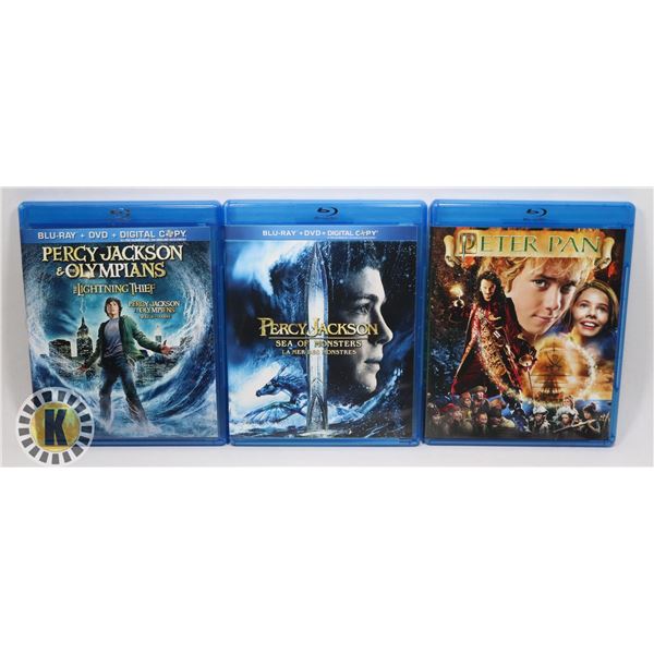 LOT OF 2 PERCY JACKSON FILMS & PETER PAN BLU-RAY