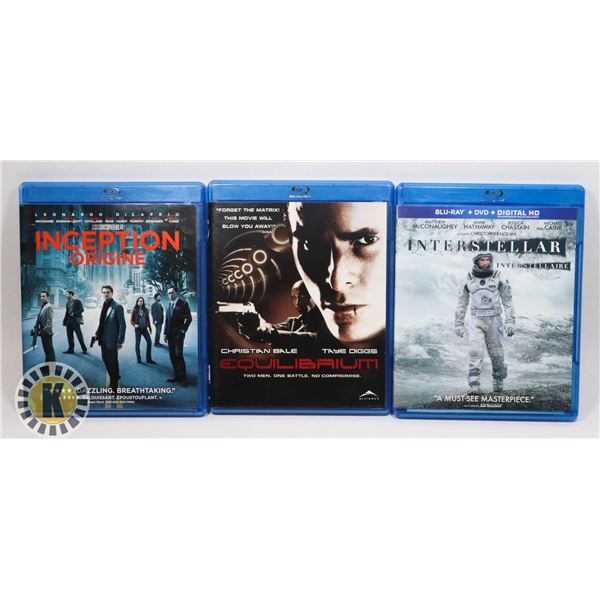 LOT OF EQUILIBRIUM/ INCEPTION/ INTERSTELLAR BLU-RAY