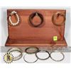Image 1 : COLLECTION OF BRACELETS ON WOOD JEWELRY STAND