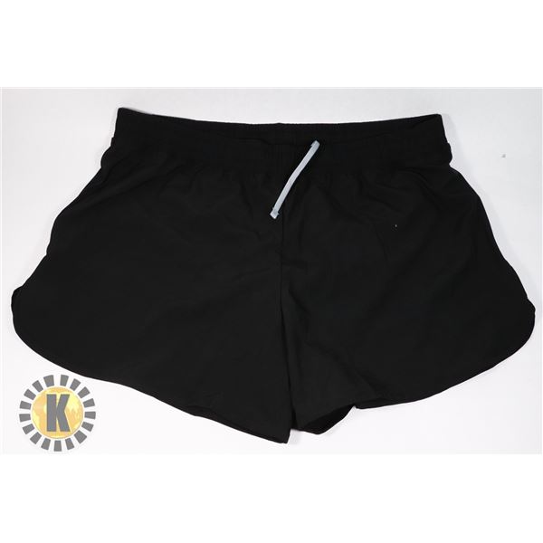 WOMENS BLACK SWIM/SPORT TRUNKS SIZE L