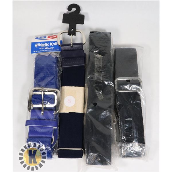 LOT OF 4 ATHLETIC KNIT BELTS