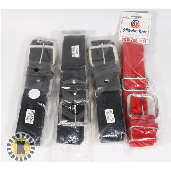 LOT OF 4 ATHLETIC KNIT BELTS