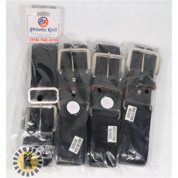 LOT OF 4 BLACK  ATHLETIC KNIT BELTS