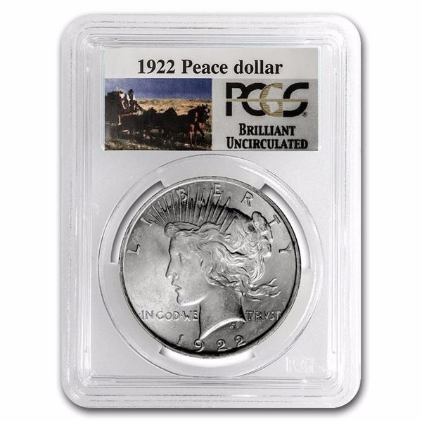 1922 RARE Stage Coach Series Peace Silver Dollar BU PCGS Graded in slab