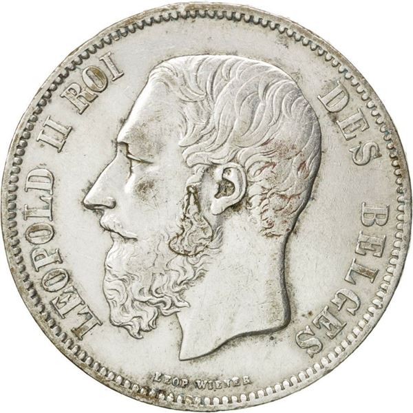 1869 BELGIUM Silver 5 Francs, 5 Frank, EF, Silver, 25.04 Certified