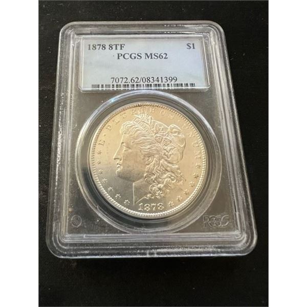 1878 8 TF Morgan Dollar PCGS MS-62 RARE COIN HIGH GRADE