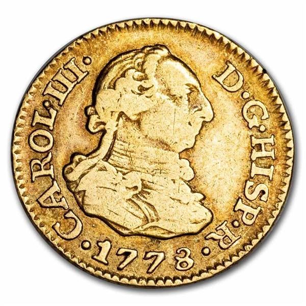 1778-M Spain Gold 1/2 Escudo Charles III AU
