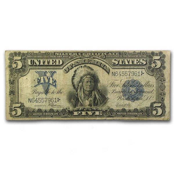 1899 $5 Silver Certificate Chief Running Antelope Fine (Fr#281)